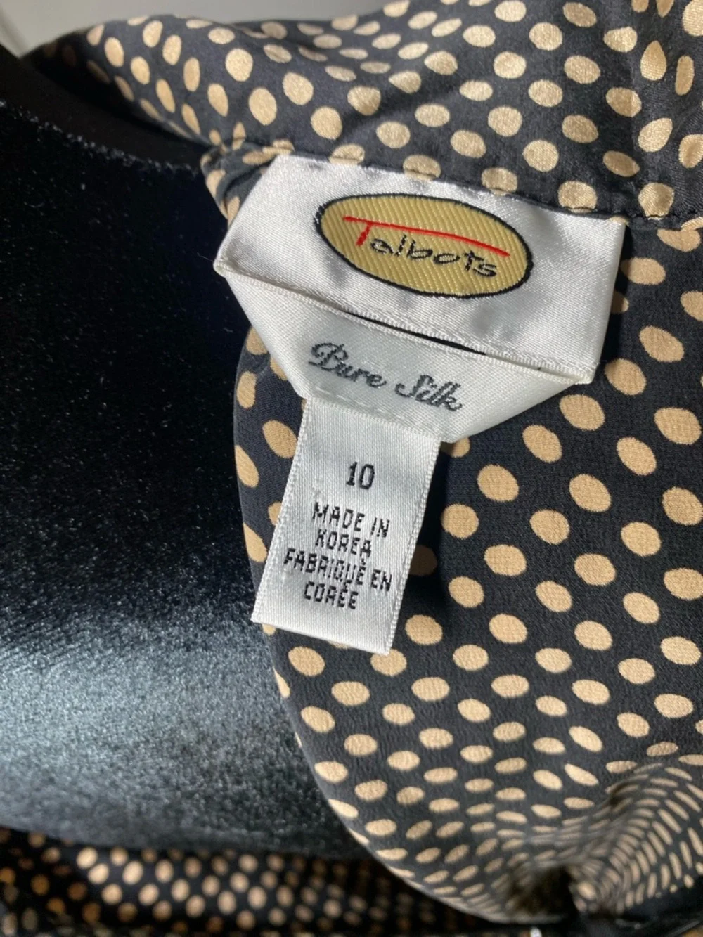 Talbots Black Sleeveless Polka Dot Tie-Neck Camisole/ blouse - Picture 4 of 4